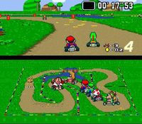 une photo d'Ã©cran de Super Mario Kart sur Nintendo Super Nes